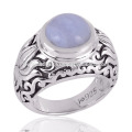 Beautiful Blue Lace Agate set middle in Silver Design Rign au meilleur prix